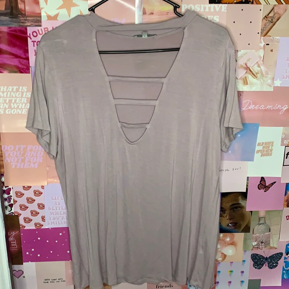 Light purple cutout neckline tshirt